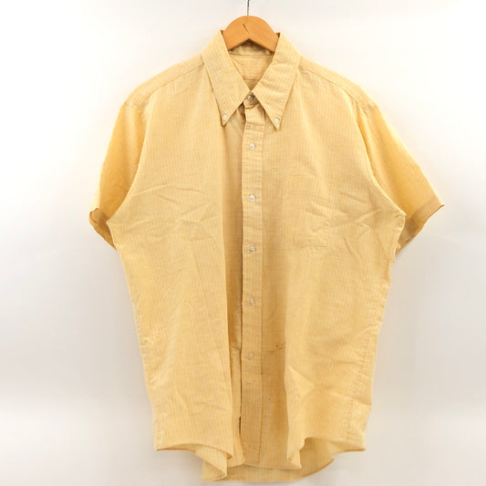 【中古品】【メンズ】 USED ユーズド 推定70S S/S BD STRIPE SHIRT 半袖 ボタンダウン ストライプシャツ ヴィンテージ トップス 146-260808-hn-07-fur サイズ：16 カラー：イエロー 万代Net店