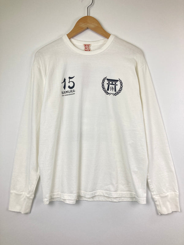 【中古美品】【メンズ】 SAMURAI JEANS サムライジーンズ 15TH ANNIVERSARY LONG SLEEVE T-SHIRT SCLT13-102 15周年記念 長袖Tシャツ トップス 145-260826-YS-02-hon サイズ：L カラー：ホワイト 万代Net店