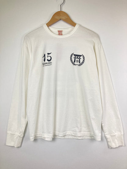 【中古美品】【メンズ】 SAMURAI JEANS サムライジーンズ 15TH ANNIVERSARY LONG SLEEVE T-SHIRT SCLT13-102 15周年記念 長袖Tシャツ トップス 145-260826-YS-02-hon サイズ：L カラー：ホワイト 万代Net店