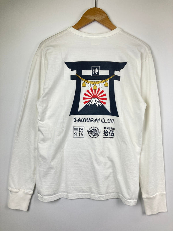 【中古美品】【メンズ】 SAMURAI JEANS サムライジーンズ 15TH ANNIVERSARY LONG SLEEVE T-SHIRT SCLT13-102 15周年記念 長袖Tシャツ トップス 145-260826-YS-02-hon サイズ：L カラー：ホワイト 万代Net店