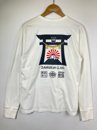 【中古美品】【メンズ】 SAMURAI JEANS サムライジーンズ 15TH ANNIVERSARY LONG SLEEVE T-SHIRT SCLT13-102 15周年記念 長袖Tシャツ トップス 145-260826-YS-02-hon サイズ：L カラー：ホワイト 万代Net店