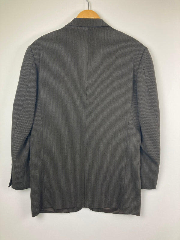 【中古品】【メンズ】 BASIC UOMO COLLECTION ベーシック ウオモ コレクション STRIPE WOOL SETUP SUIT 163-1021-55 ストライプウールセットアップスーツ アウター 147-260826-YS-06-hon サイズ：(90-76-170) パンツ(YA5) カラー：ダークブラウン 万代Net店