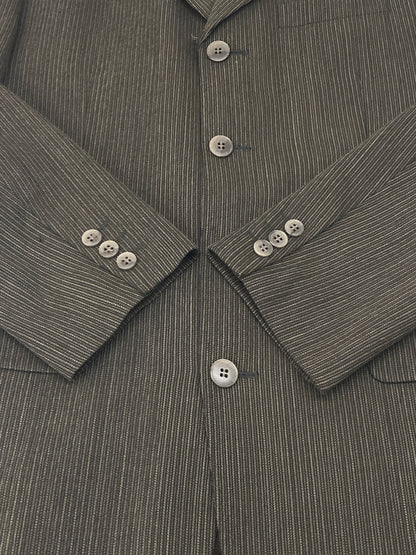 【中古品】【メンズ】 BASIC UOMO COLLECTION ベーシック ウオモ コレクション STRIPE WOOL SETUP SUIT 163-1021-55 ストライプウールセットアップスーツ アウター 147-260826-YS-06-hon サイズ：(90-76-170) パンツ(YA5) カラー：ダークブラウン 万代Net店