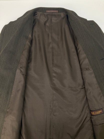 【中古品】【メンズ】 BASIC UOMO COLLECTION ベーシック ウオモ コレクション STRIPE WOOL SETUP SUIT 163-1021-55 ストライプウールセットアップスーツ アウター 147-260826-YS-06-hon サイズ：(90-76-170) パンツ(YA5) カラー：ダークブラウン 万代Net店