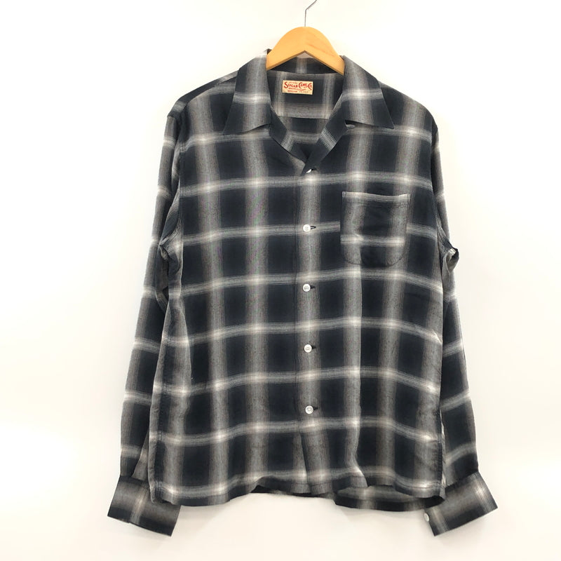 【中古品】【メンズ】 SUGAR CANE シュガーケーン RAYON OMBRE CHECK OPEN SHIRT SC29120 レーヨン オンブレ チェックオープンシャツ 長袖シャツ カジュアルシャツ トップス 145-260809-hn-08-fur サイズ：M カラー：ブラック/ホワイト系 万代Net店