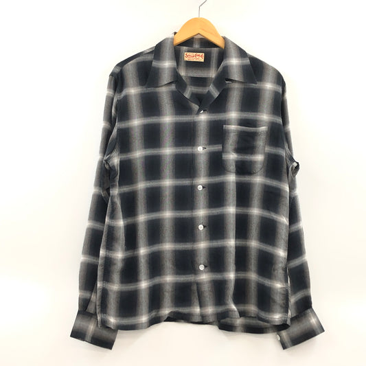 【中古品】【メンズ】 SUGAR CANE シュガーケーン RAYON OMBRE CHECK OPEN SHIRT SC29120 レーヨン オンブレ チェックオープンシャツ 長袖シャツ カジュアルシャツ トップス 145-260809-hn-08-fur サイズ：M カラー：ブラック/ホワイト系 万代Net店