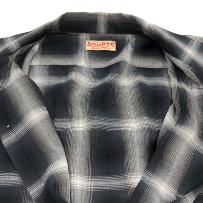【中古品】【メンズ】 SUGAR CANE シュガーケーン RAYON OMBRE CHECK OPEN SHIRT SC29120 レーヨン オンブレ チェックオープンシャツ 長袖シャツ カジュアルシャツ トップス 145-260809-hn-08-fur サイズ：M カラー：ブラック/ホワイト系 万代Net店