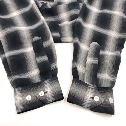 【中古品】【メンズ】 SUGAR CANE シュガーケーン RAYON OMBRE CHECK OPEN SHIRT SC29120 レーヨン オンブレ チェックオープンシャツ 長袖シャツ カジュアルシャツ トップス 145-260809-hn-08-fur サイズ：M カラー：ブラック/ホワイト系 万代Net店