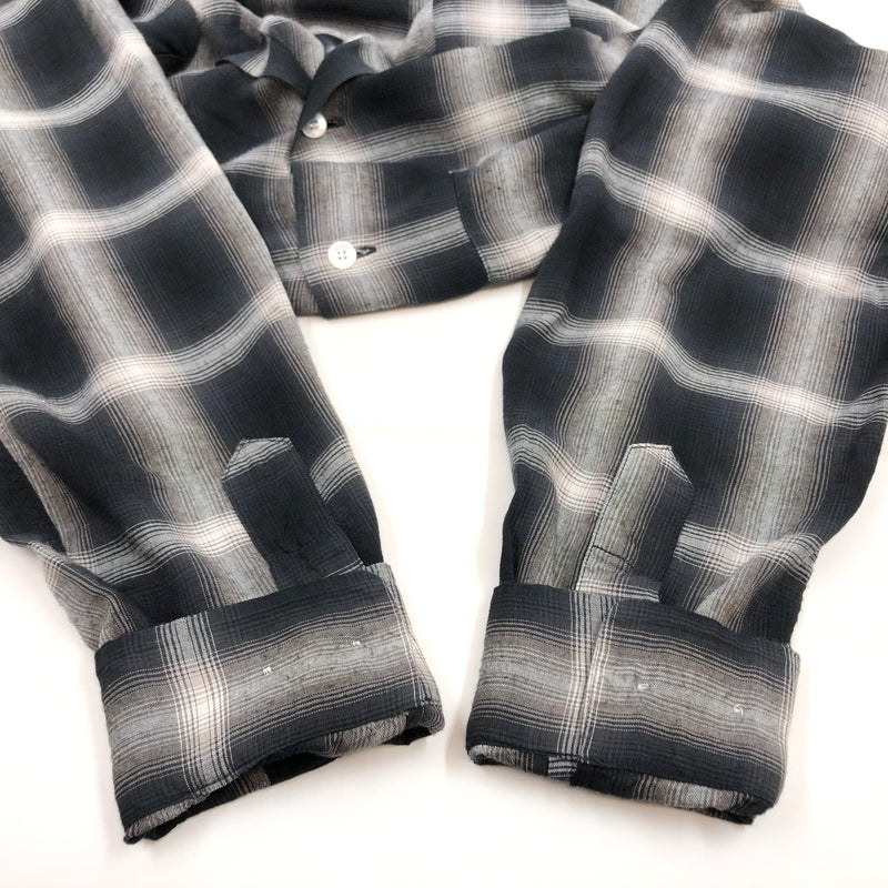 【中古品】【メンズ】 SUGAR CANE シュガーケーン RAYON OMBRE CHECK OPEN SHIRT SC29120 レーヨン オンブレ チェックオープンシャツ 長袖シャツ カジュアルシャツ トップス 145-260809-hn-08-fur サイズ：M カラー：ブラック/ホワイト系 万代Net店