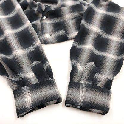 【中古品】【メンズ】 SUGAR CANE シュガーケーン RAYON OMBRE CHECK OPEN SHIRT SC29120 レーヨン オンブレ チェックオープンシャツ 長袖シャツ カジュアルシャツ トップス 145-260809-hn-08-fur サイズ：M カラー：ブラック/ホワイト系 万代Net店