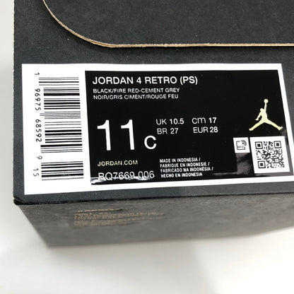 【中古美品】【キッズ】 NIKE ナイキ BQ7669-006/PS AIR JORDAN 4 RETRO BRED REIMAGINED ナイキ キッズ　スニーカー 160-251002-SY-03-iwa サイズ：17CM カラー：BLACK系 万代Net店