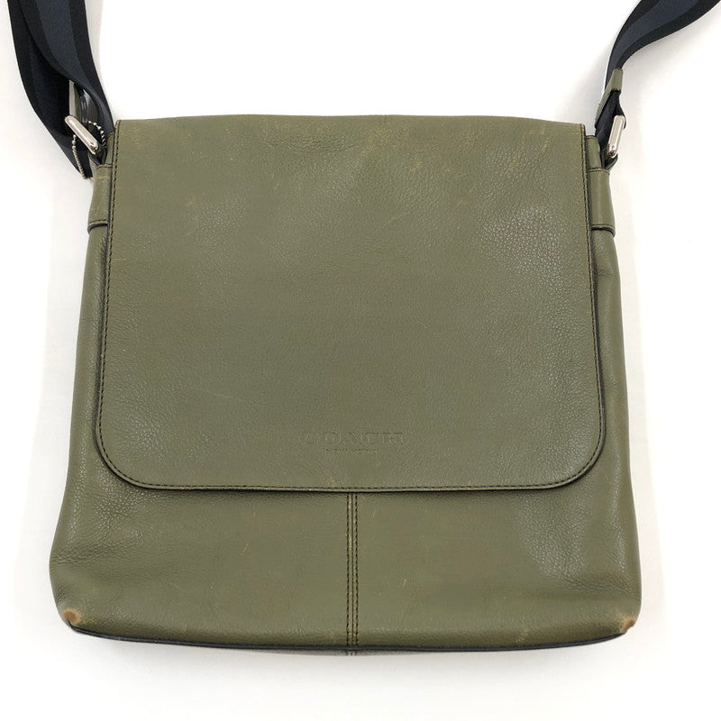【現状渡し品】【メンズ】 COACH コーチ F71721 レザーショルダーバッグ カバン 180-251213-hn-05-fur カラー：グリーン系 万代Net店