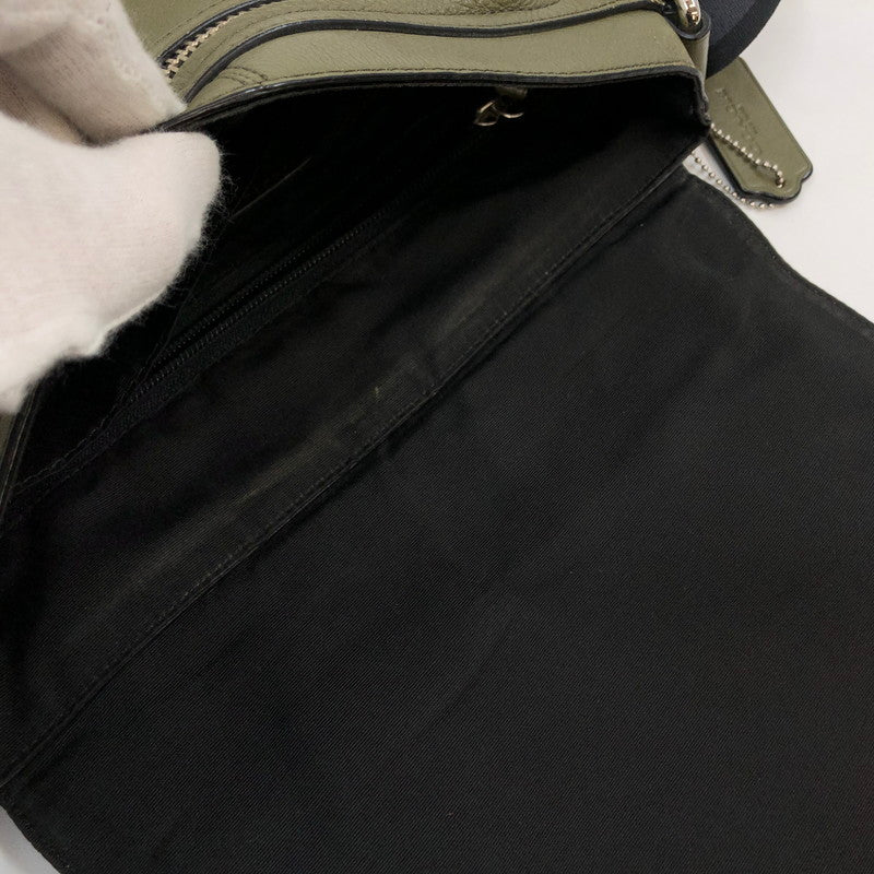 【現状渡し品】【メンズ】 COACH コーチ F71721 レザーショルダーバッグ カバン 180-251213-hn-05-fur カラー：グリーン系 万代Net店