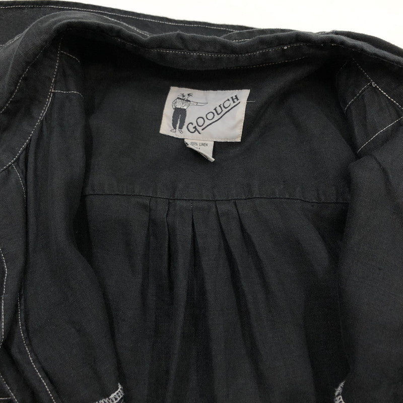 【現状渡し品】【メンズ】 GOOUCH リネンシャツ カジュアルシャツ 長袖 トップス 146-251214-hn-05-fur サイズ：M カラー：ブラック 万代Net店