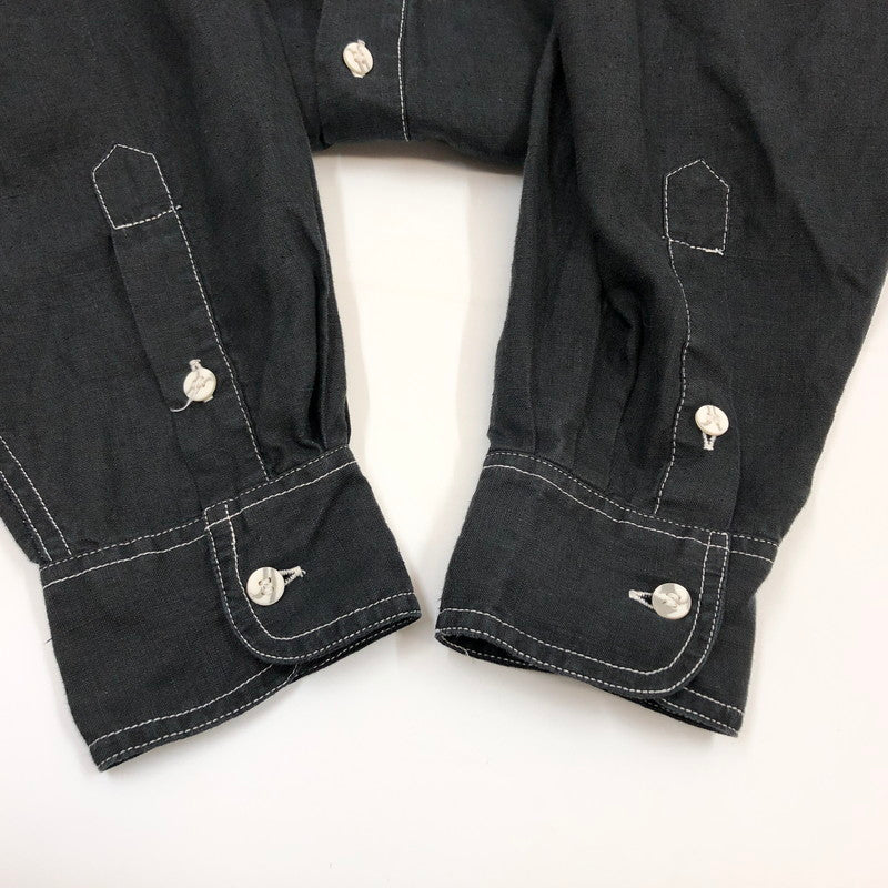 【現状渡し品】【メンズ】 GOOUCH リネンシャツ カジュアルシャツ 長袖 トップス 146-251214-hn-05-fur サイズ：M カラー：ブラック 万代Net店