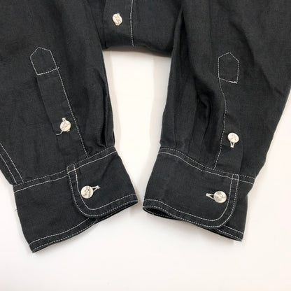 【現状渡し品】【メンズ】 GOOUCH リネンシャツ カジュアルシャツ 長袖 トップス 146-251214-hn-05-fur サイズ：M カラー：ブラック 万代Net店