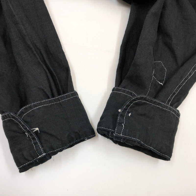 【現状渡し品】【メンズ】 GOOUCH リネンシャツ カジュアルシャツ 長袖 トップス 146-251214-hn-05-fur サイズ：M カラー：ブラック 万代Net店