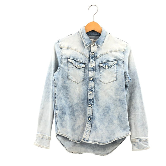 【中古品】【メンズ】 BIG JOHN ビッグジョン デニムシャツ カジュアルシャツ トップス 145-251214-hn-06-fur サイズ：S カラー：ブルー系 万代Net店