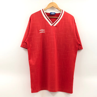 【中古品】【メンズ】 UMBRO アンブロ GAME SHIRT ロゴ刺繡 ゲームシャツ 半袖シャツ トップス 146-260810-hn-03-fur サイズ：L カラー：レッド 万代Net店
