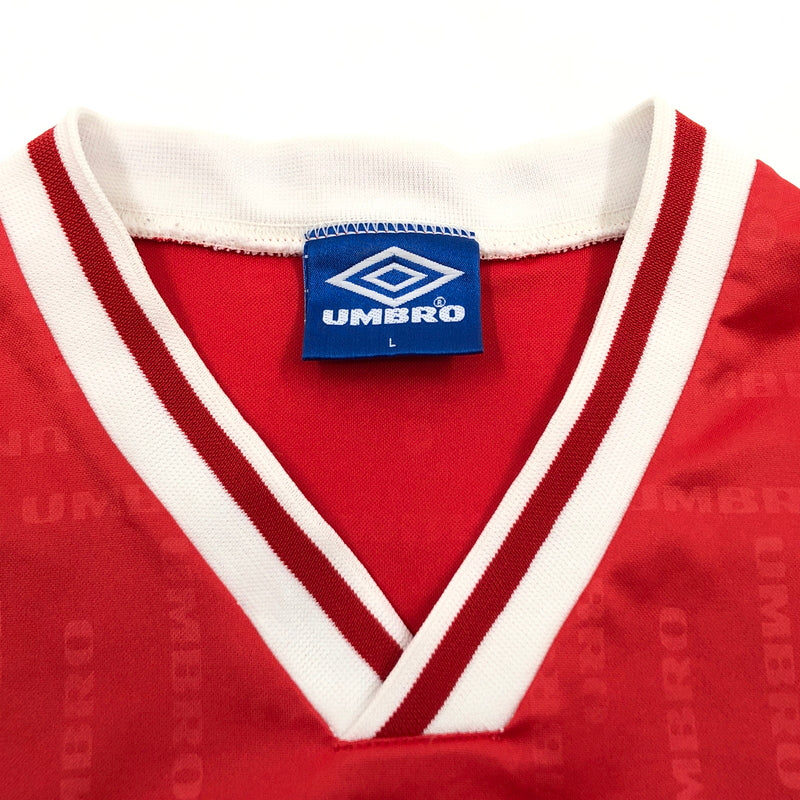 【中古品】【メンズ】 UMBRO アンブロ GAME SHIRT ロゴ刺繡 ゲームシャツ 半袖シャツ トップス 146-260810-hn-03-fur サイズ：L カラー：レッド 万代Net店