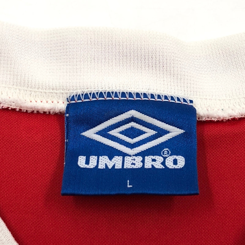 【中古品】【メンズ】 UMBRO アンブロ GAME SHIRT ロゴ刺繡 ゲームシャツ 半袖シャツ トップス 146-260810-hn-03-fur サイズ：L カラー：レッド 万代Net店