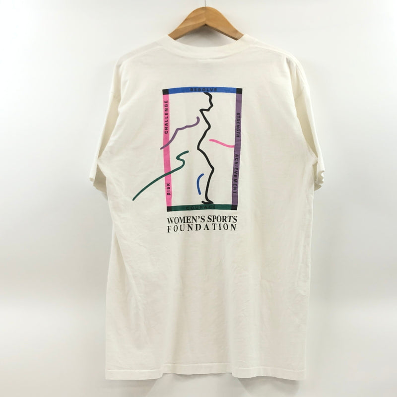 【中古品】【メンズ】 CYRK SPORT サーク スポーツ WOMEN'S SPORTS FOUNDATION S/S TEE USA製 両シングル 半袖Tシャツ トップス 146-260810-hn-04-fur サイズ：L カラー：ホワイト 万代Net店