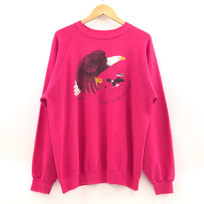 【中古品】【メンズ】 HANES ヘインズ 80S EAGLE PRINT CREW SWEAT SHIRT イーグルプリント クルーネック スウェットシャツ トレーナー トップス 146-260812-hn-03-fur サイズ：L カラー：ピンク 万代Net店