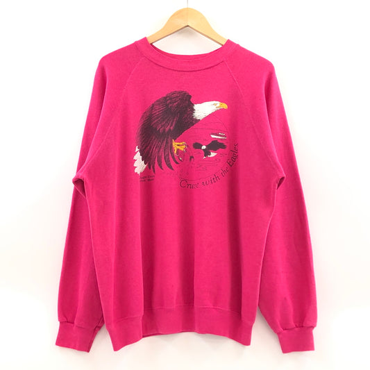 【中古品】【メンズ】 HANES ヘインズ 80S EAGLE PRINT CREW SWEAT SHIRT イーグルプリント クルーネック スウェットシャツ トレーナー トップス 146-260812-hn-03-fur サイズ：L カラー：ピンク 万代Net店