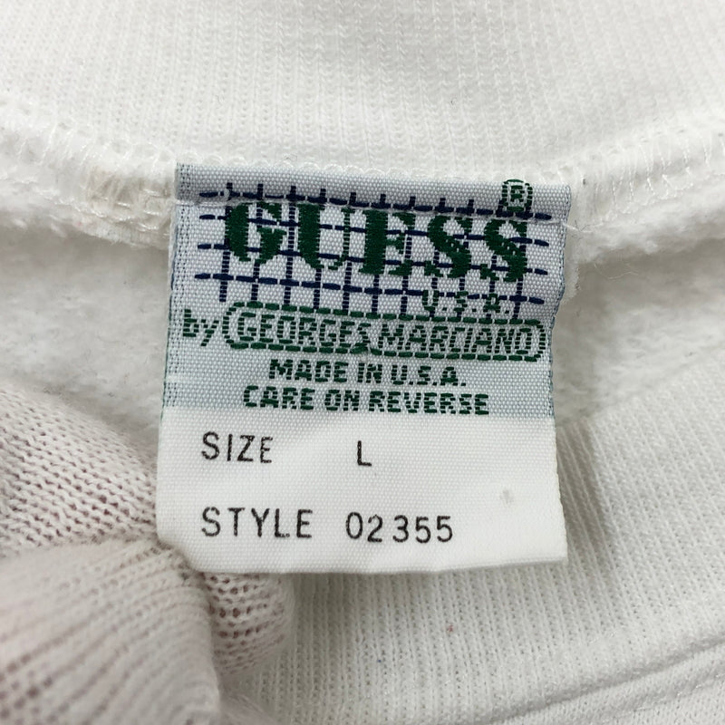 【現状渡し品】【メンズ】 GUESS ゲス c1992 "DOWNHILL" PRINT SWEATSHIRT 02355 USA製 プリント スウェットシャツ トレーナー トップス 146-260812-hn-04-fur サイズ：L カラー：ホワイト 万代Net店