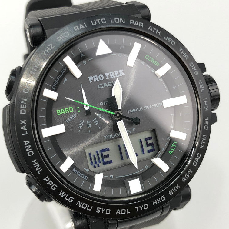 【中古品】【メンズ/レディース】 CASIO カシオ PRW-6621Y ソーラー電波時計 腕時計 カシオ BLACK 197-251015-SY-02-iwa カラー：BLACK 万代Net店
