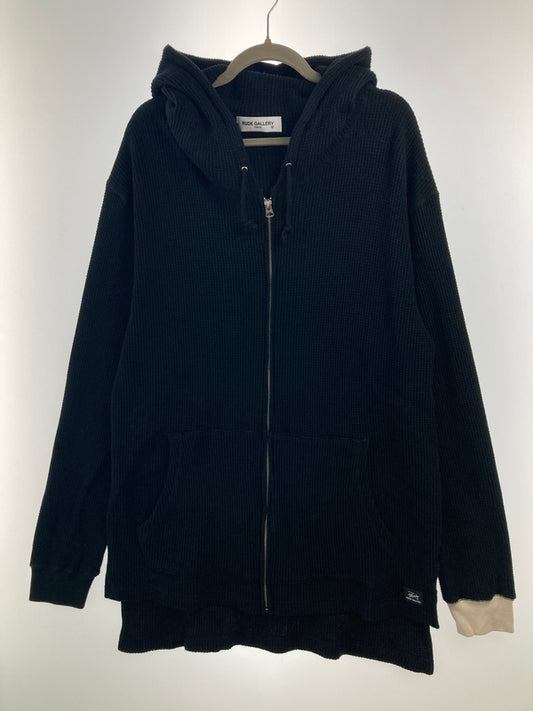 【中古品】【メンズ】 RUDE GALLERY ルードギャラリー 20AW WAFFLE ZIP PARKA ワッフルジップパーカー トップス 142-260913-YS-05-hon サイズ：5 カラー：BLACK 万代Net店