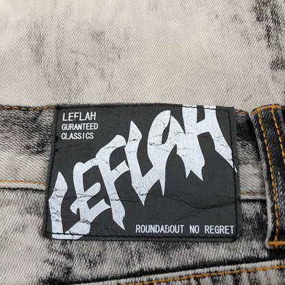 【現状渡し品】【メンズ】 LEFLAH レフラー セパレートブリーチ バギーデニムパンツ ボトムス 153-251215-hn-08-fur サイズ：XL カラー：ブラック 万代Net店