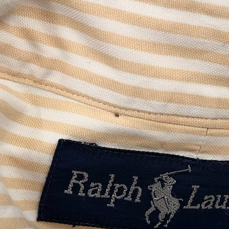 【現状渡し品】【メンズ】 RALPH LAUREN ラルフローレン YARMOUTH 90S ヤーマス ストライプシャツ カジュアルシャツ 長袖 トップス 146-251215-hn-09-fur サイズ：16-34 カラー：ベージュ/ホワイト 万代Net店