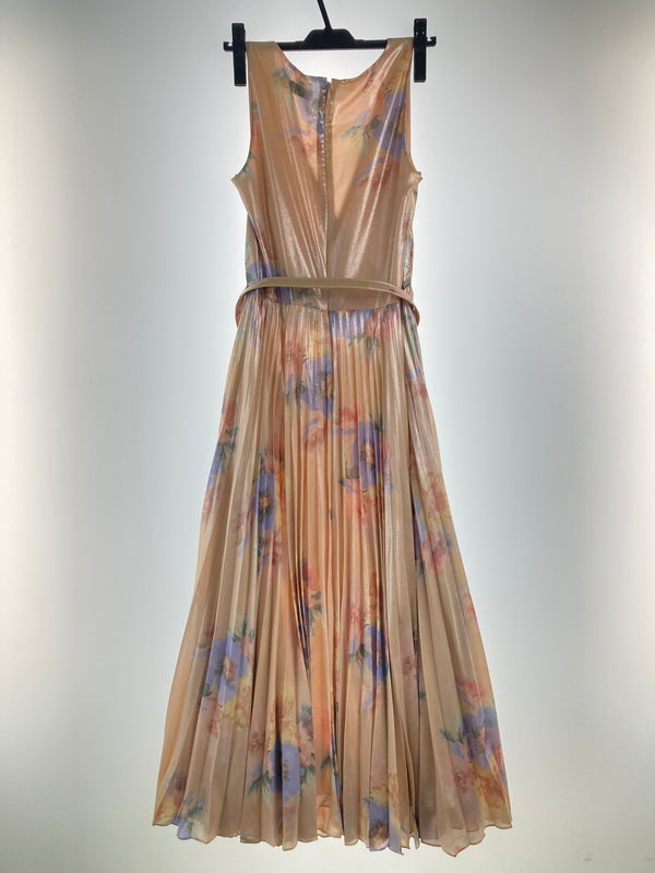 【中古品】【レディース】 RALPH LAUREN ラルフローレン PLEATED METALLIC FLORAL DRESS プリーツメタリックフローラルドレス ワンピース 178-260913-YS-07-hon サイズ：6 カラー：サーモンピンク 万代Net店