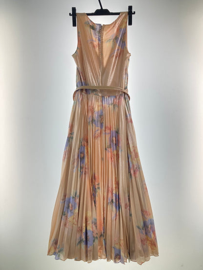 【中古品】【レディース】 RALPH LAUREN ラルフローレン PLEATED METALLIC FLORAL DRESS プリーツメタリックフローラルドレス ワンピース 178-260913-YS-07-hon サイズ：6 カラー：サーモンピンク 万代Net店