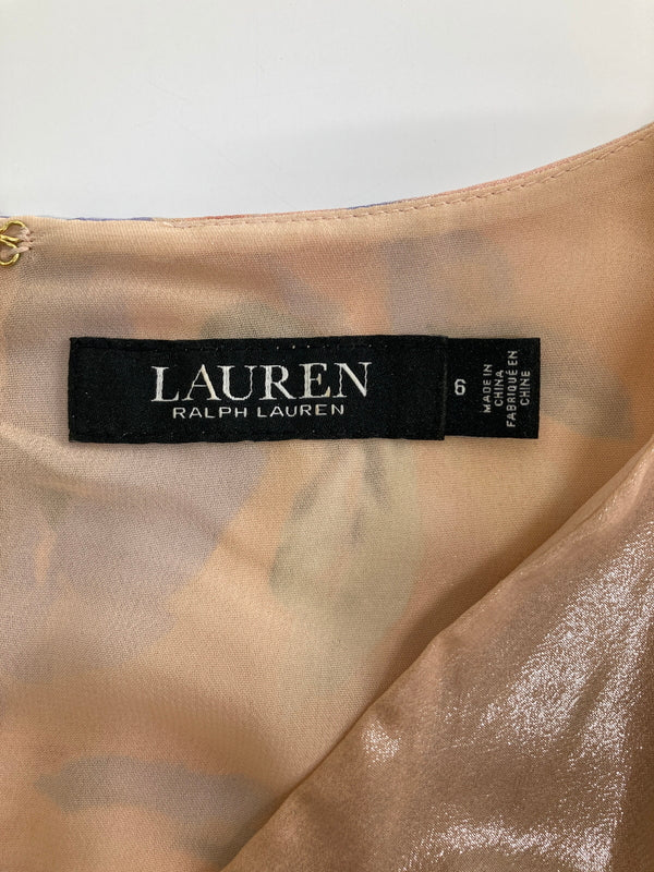【中古品】【レディース】 RALPH LAUREN ラルフローレン PLEATED METALLIC FLORAL DRESS プリーツメタリックフローラルドレス ワンピース 178-260913-YS-07-hon サイズ：6 カラー：サーモンピンク 万代Net店