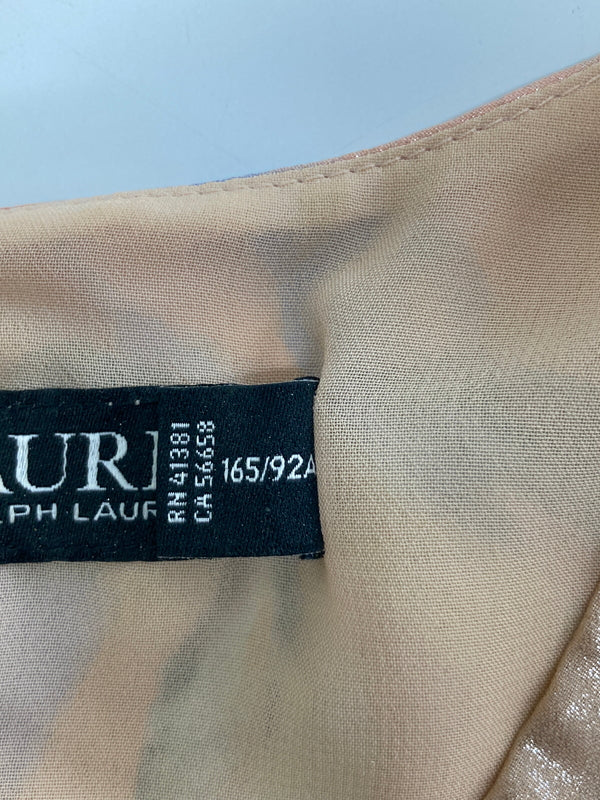 【中古品】【レディース】 RALPH LAUREN ラルフローレン PLEATED METALLIC FLORAL DRESS プリーツメタリックフローラルドレス ワンピース 178-260913-YS-07-hon サイズ：6 カラー：サーモンピンク 万代Net店