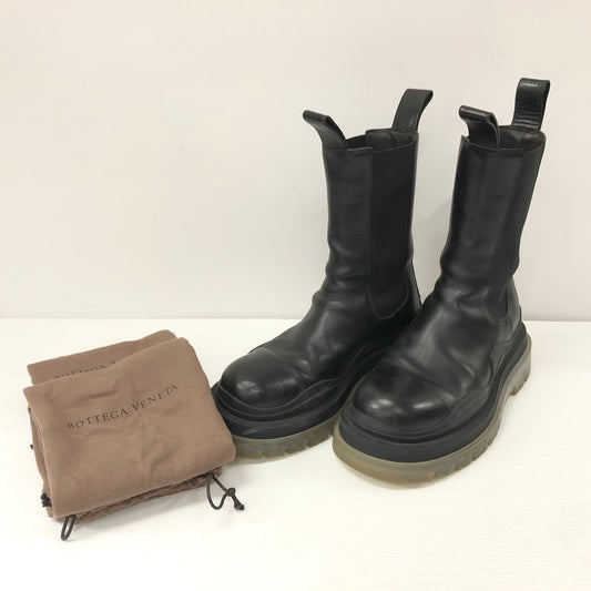 【中古品】【メンズ】 THE TIRE LONG BOOTS タイヤ レザー 厚底 ロングブーツ サイドゴア 183-240328-ma-10-tei サイズ：41 カラー：ブラッククリア 万代Net店