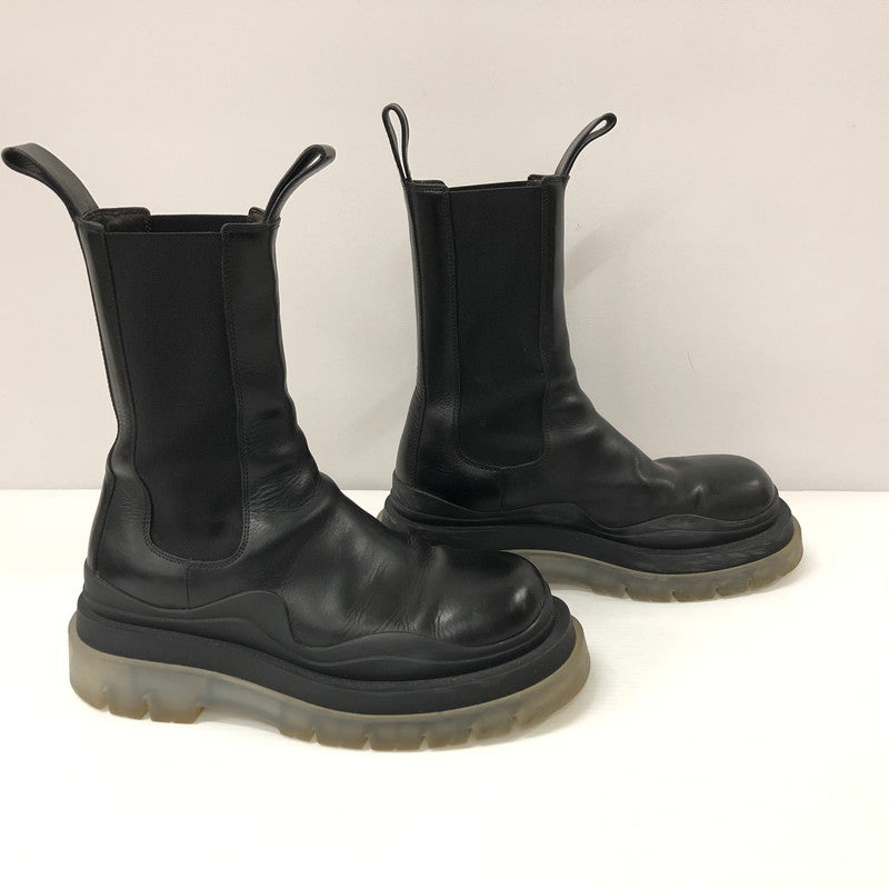 【中古品】【メンズ】 THE TIRE LONG BOOTS タイヤ レザー 厚底 ロングブーツ サイドゴア 183-240328-ma-10-tei サイズ：41 カラー：ブラッククリア 万代Net店