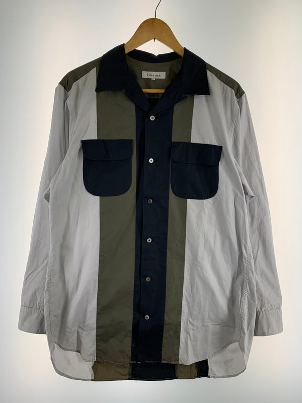 【中古品】【メンズ】 Y'S FOR MEN ワイズフォーメン 98AW OPEN COLLAR SHIRT オープンカラーシャツ 長袖シャツ トップス 140-260509-yn-12-min サイズ：M カラー：ブラック/グレー 万代Net店