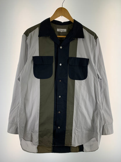 【中古品】【メンズ】 Y'S FOR MEN ワイズフォーメン 98AW OPEN COLLAR SHIRT オープンカラーシャツ 長袖シャツ トップス 140-260509-yn-12-min サイズ：M カラー：ブラック/グレー 万代Net店