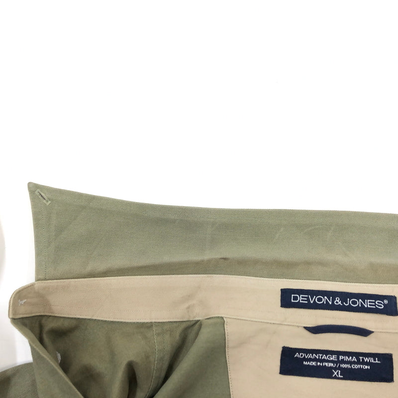【現状渡し品】【メンズ】 DEVON＆JONES デボンアンドジョーンズ アドバンテージ ピマ ツイル 長袖シャツ カジュアルシャツ トップス 146-260813-hn-03-fur サイズ：XL カラー：オリーブ系 万代Net店