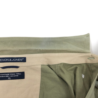 【現状渡し品】【メンズ】 DEVON＆JONES デボンアンドジョーンズ アドバンテージ ピマ ツイル 長袖シャツ カジュアルシャツ トップス 146-260813-hn-03-fur サイズ：XL カラー：オリーブ系 万代Net店