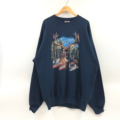 【現状渡し品】【メンズ】 MENBER'S MARK メンバーズ マーク REINDEER PRINT SWEATSHIRT プリント スウェットシャツ トレーナー トップス 146-260813-hn-05-fur サイズ：XXL カラー：ネイビー 万代Net店