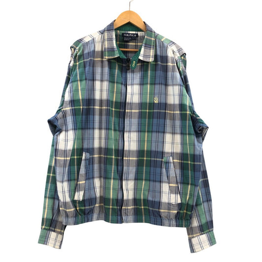 【現状渡し品】【メンズ】 NAUTICA ノーティカ 90S CHECK BLOUSON 90年代 チェックブルゾン ジャケット アウター 146-260305-hn-02-fur サイズ：XL カラー：ブルー/グリーン/ホワイト系 万代Net店