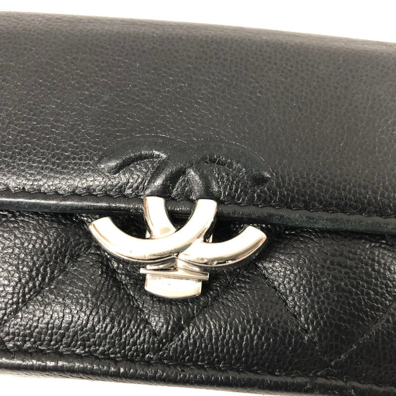 【中古品】【レディース】 CHANEL シャネル AP1175 ダブルココクリップ 三つ折り財布 グレインドカーフスキン マトラッセ ウォレット 財布 181-231130-ma-15-tei カラー：ブラック 万代Net店