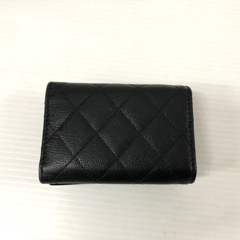 【中古品】【レディース】 CHANEL シャネル AP1175 ダブルココクリップ 三つ折り財布 グレインドカーフスキン マトラッセ ウォレット 財布 181-231130-ma-15-tei カラー：ブラック 万代Net店
