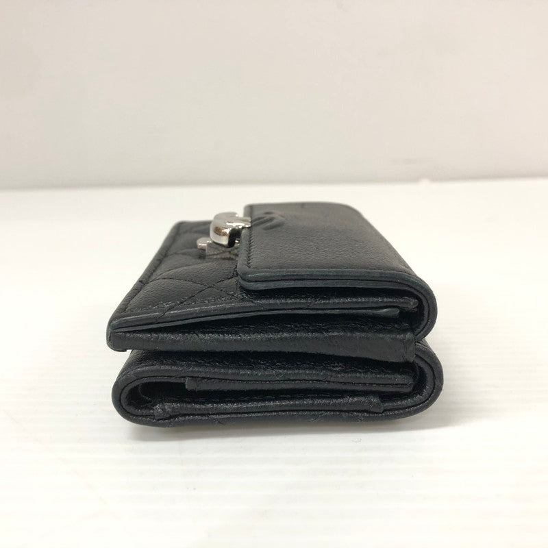 【中古品】【レディース】 CHANEL シャネル AP1175 ダブルココクリップ 三つ折り財布 グレインドカーフスキン マトラッセ ウォレット 財布 181-231130-ma-15-tei カラー：ブラック 万代Net店