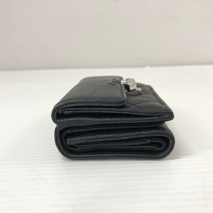 【中古品】【レディース】 CHANEL シャネル AP1175 ダブルココクリップ 三つ折り財布 グレインドカーフスキン マトラッセ ウォレット 財布 181-231130-ma-15-tei カラー：ブラック 万代Net店