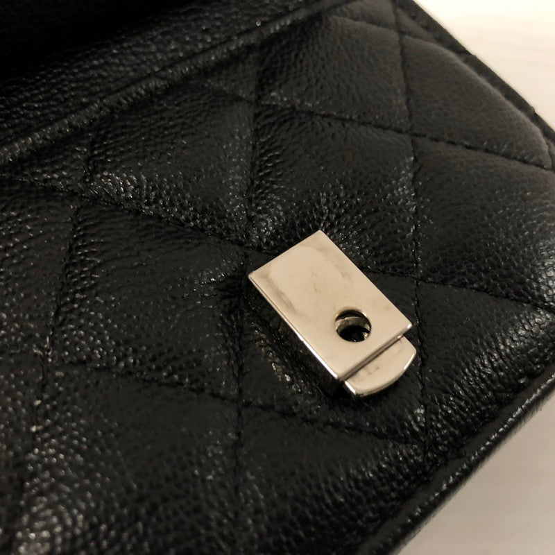 【中古品】【レディース】 CHANEL シャネル AP1175 ダブルココクリップ 三つ折り財布 グレインドカーフスキン マトラッセ ウォレット 財布 181-231130-ma-15-tei カラー：ブラック 万代Net店